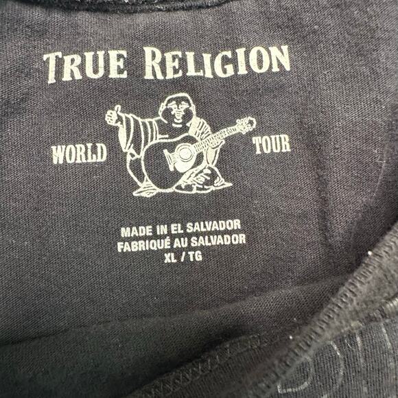 True Religion Allover Print Logo Black Cotton Tee - Picture 4 of 7